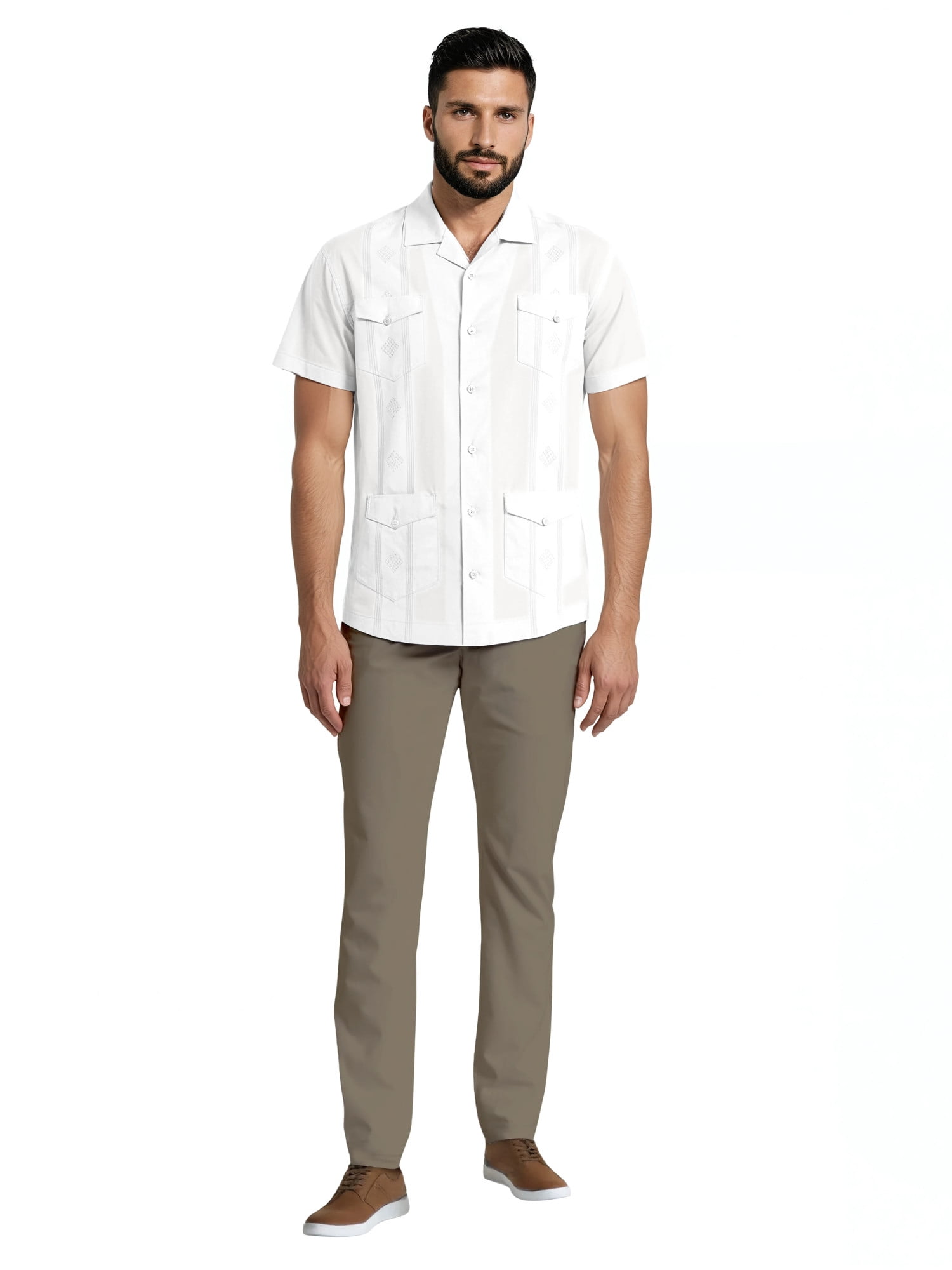 Havanera Men's and Big Men's Camp Collar Guayabera Short Sleeve Button-Down Shirt, Sizes S-5XL