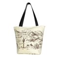 thumbnail image 1 of Fotbe Wild West Desert With Cowboys Bolsa de Playa con Estampado, Bolsa de Hombro, Bolsa de Mano Espaciosa, Bolsa de Viaje Ligera, Bolsa de Compras Versátil, 1 of 6