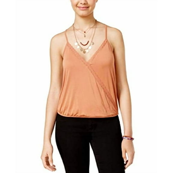 American Rag Juniors' Surplice Racerback Tank Top (Orange, S)