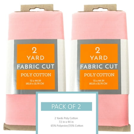 Shason Textile Craft Quilting Poly Cotton 2 Yards Precut Fabric, Pink (Pack of 2)