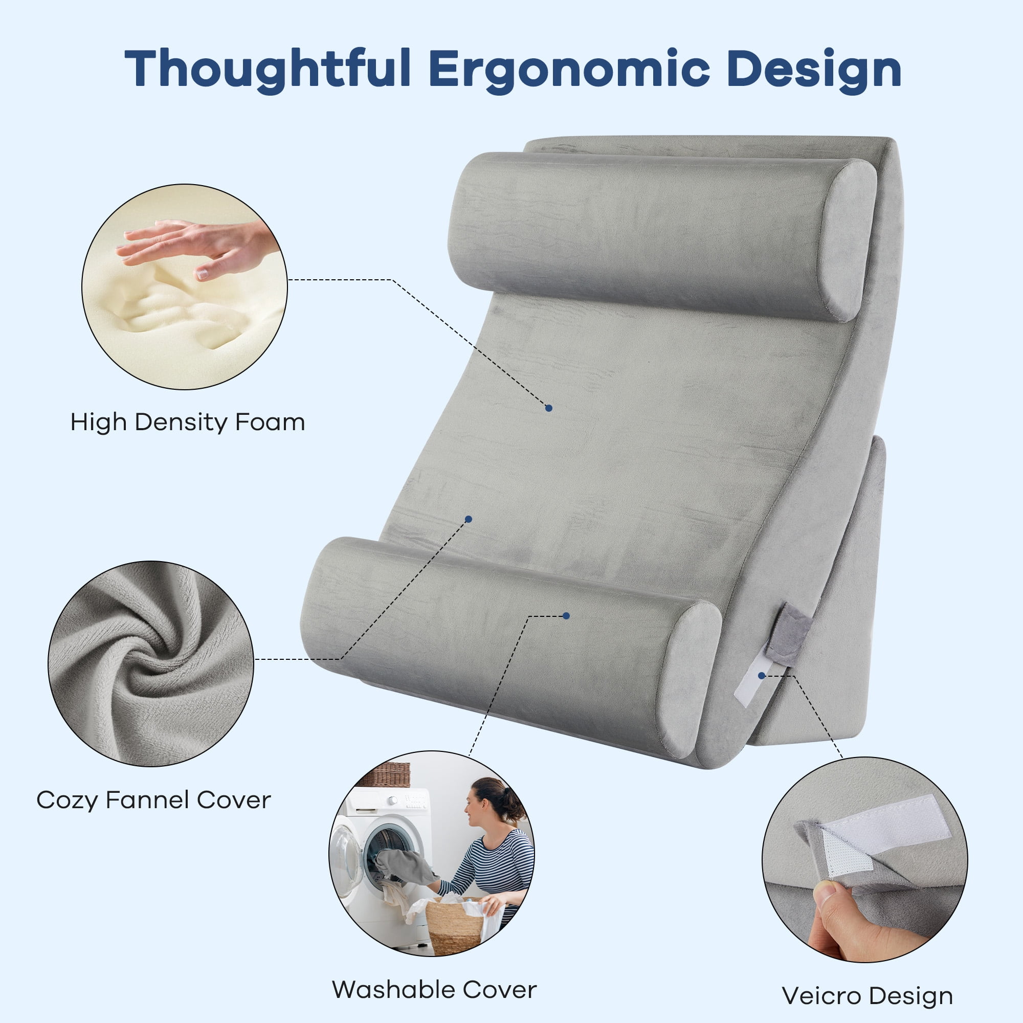 KAIPARA 4Pcs Bed Wedge Pillow Set for Sleep Apnea, Memory Foam Wedge Pillow for After Surgery, Elevation Pillow for Leg and Back Pain Relief & Acid Reflux