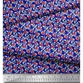 thumbnail image 3 of Soimoi Satin Silk Fabric Leaves & Poppy Floral Print Fabric by Yard 42 Inch Wide, 3 of 6