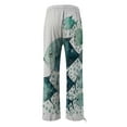 thumbnail image 5 of Linen Pants For Women, Vintage Art Printed Wide Leg Trousers, Casual Loose Daily Bottoms With Unique Pockets, 5 of 5