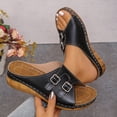 thumbnail image 4 of Modisza Orthopedic Wedge Sandals for Women Wide Width Open Toe Platform Wedges Slip on Comfortable Beach Walking Slippers size 6 Black, 4 of 7