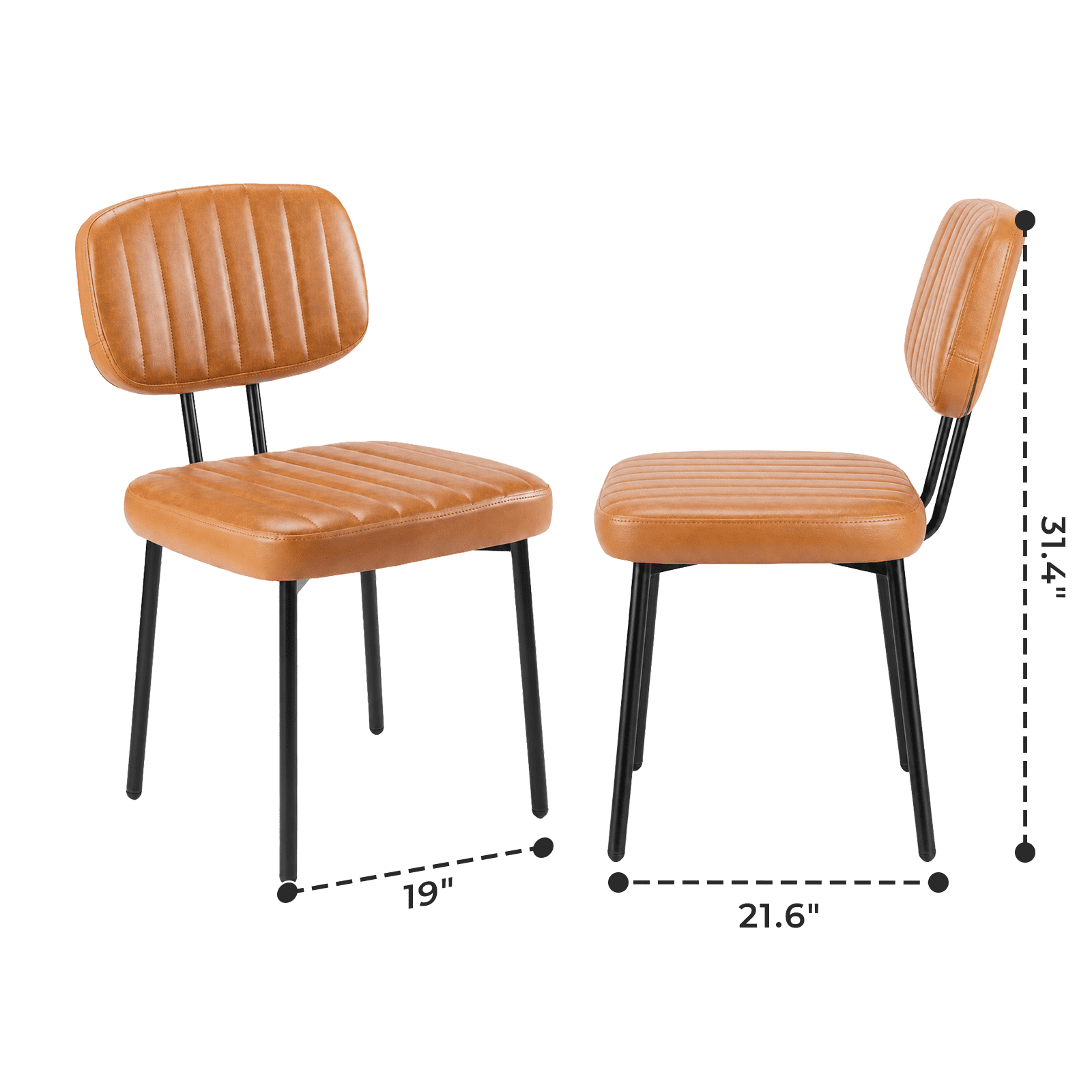 Alvantor Dining Chairs Set of 2, Mid-Century Modern Upholstered Kitchen Dining Room Accent Chairs with Faux Leather Cushion Seat for Kitchen Dining Room, Vertical Stripes