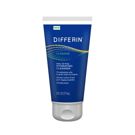 Differin Daily Oil Free Hydrating Cleanser Gentle Face Wash for Acne Prone Skin, 6 oz
