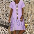 thumbnail image 2 of Vestidos casuales de verano para mujer Vestido suelto de manga corta con estampado floral de playa con cuello en V para mujer Pompotops ghjkhdj13452, 2 of 5