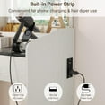 thumbnail image 3 of Yiwa Vanity Desk with LED Light Mirror and Charging Station - Spacious Tabletop with 2 Drawers and Open Shelf, Hidden Storage Stool, 3-Mode Adjustable LED Lighting, 3 of 6