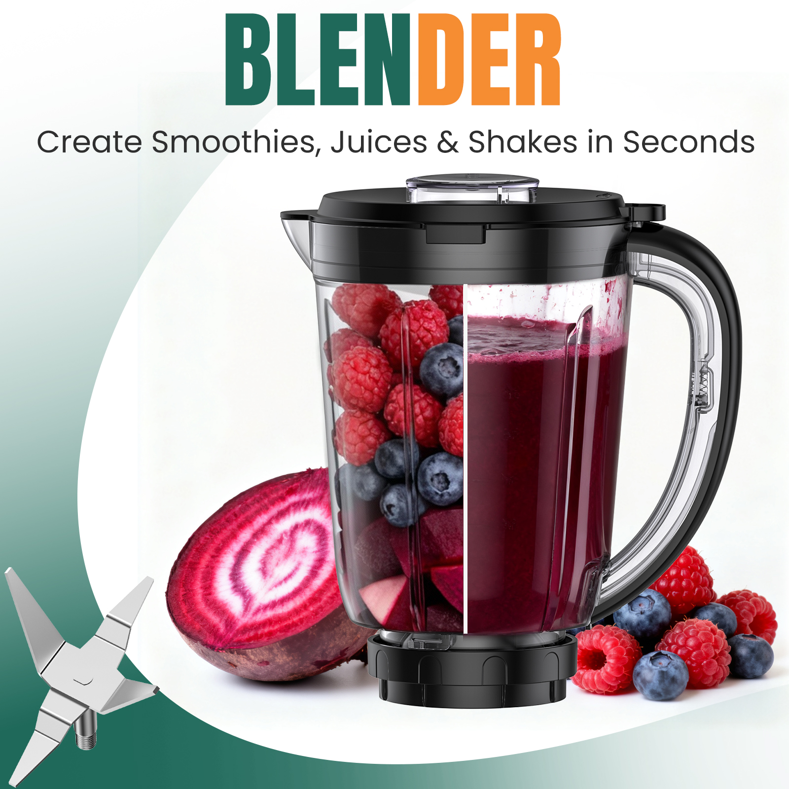 LINKChef 3-in-1 Smoothie Blender & Food Processor, 450W photo 3