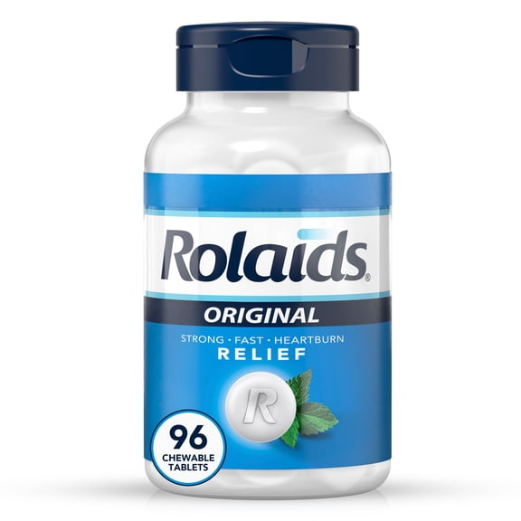 Rolaids Original Strength Antacid, Heartburn Medicine, Mint Flavor Chewable, 96 Count