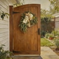 thumbnail image 3 of Rustic Bohemian Wreath – Double-Sided Door Hanging with Linen Bow & Greenery, Large Boho Wreaths for Front Door, Spring Wreath for Home, Patio, Front Porch (D), 3 of 9