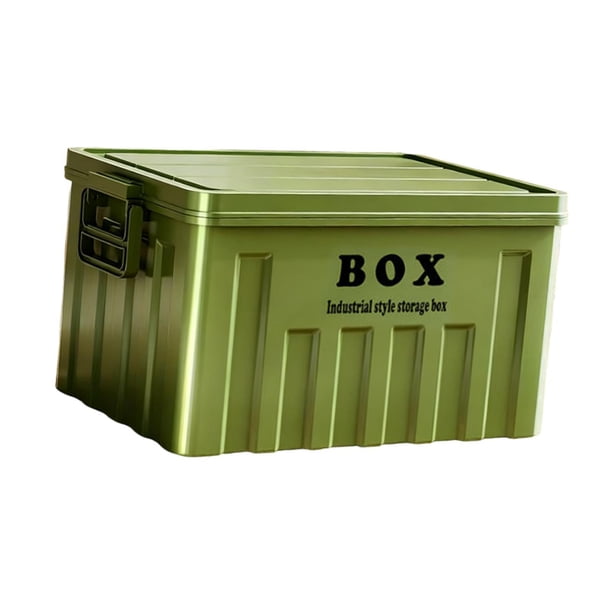 Caja de almacenamiento con tapa, caja utilitaria y asas, contenedor grande multifuncional para Verde