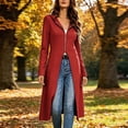 thumbnail image 2 of MaFYtyTPR Women's Longline Hooded Zip Up Cardigan Knit Coat Casual Fall Outerwear with Pockets 01-Red L, 2 of 6