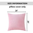 thumbnail image 5 of Pink Euro Sham Covers for Couch Super Soft Striped Velvet Pillow Covers 24x24 Decorative Pillow Cases for Party, Set of 2, 60cm, Pink, 5 of 13