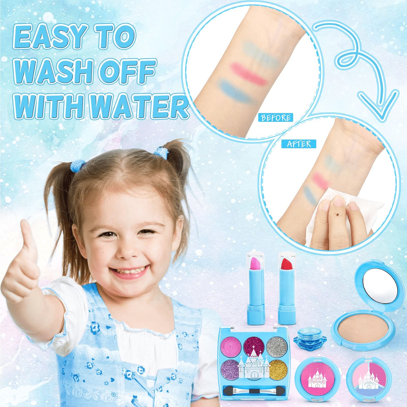 Dreamon Kids Makeup Kit for Girl-Washable Makeup for Kids with