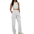 thumbnail image 2 of Womens Cargo Sweatpants Casual Baggy Fleece High Waisted Joggers Pants, 2 of 6