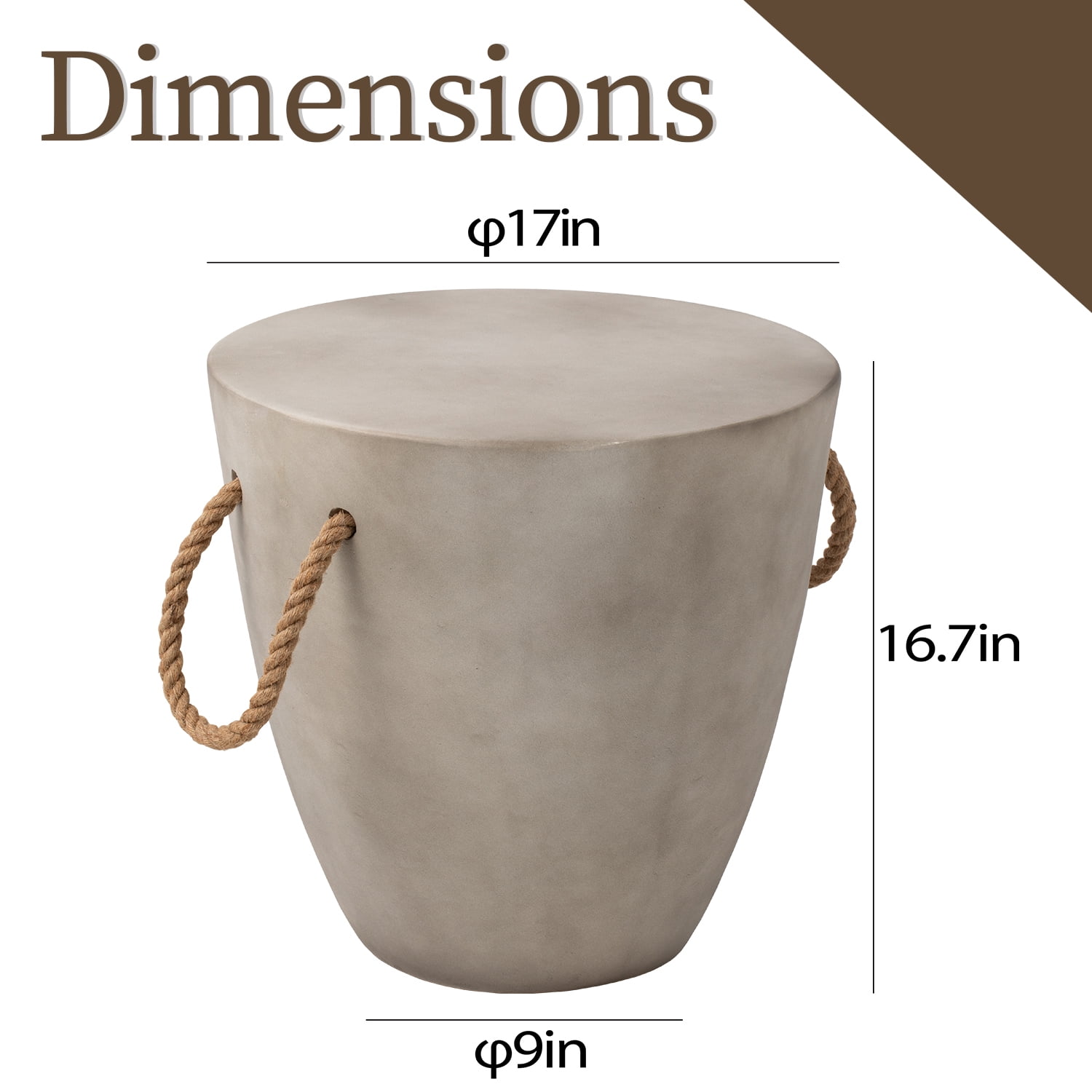 VENTOPYR Set of 2 Outdoor Cup Shaped 17" Side Table End Table for Garden and Patio, Grey