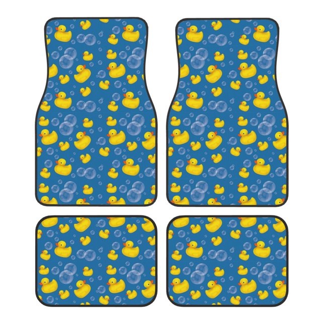 Fotbe Rubber Duck Juego de 4 Tapetes para Auto con Estampado – Alfombrillas de Goma Reforzada, Diseño Antideslizante, Protección para Todo el Año – Vehículos, Autos, Camionetas y SUVs