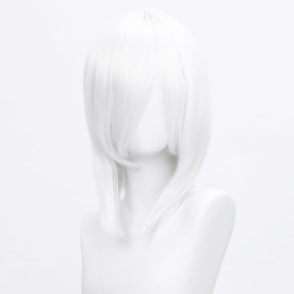 XmhyTop 14 Inch (40cm) Medium-Length Straight Cosplay Bob Wig -For Female, White