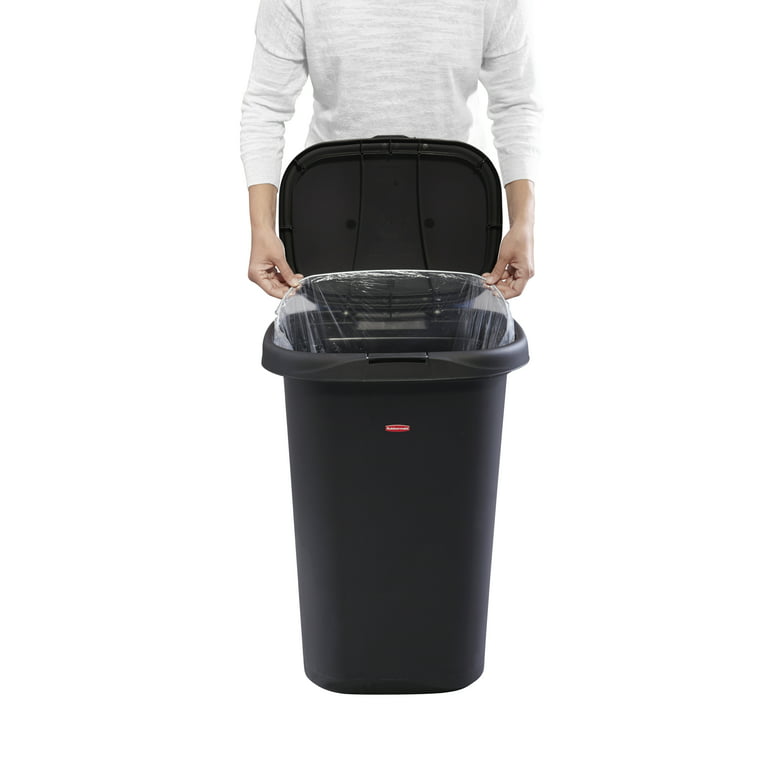 Rubbermaid 13 Gallon Rectangular Spring-Top Lid Trash Can (2 Pack)