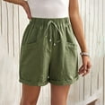 thumbnail image 4 of aidice Cargo Shorts for Women Linen Cotton Drawstring Elastic Waisted Shorts with Pockets Summer Causal Comfy Shorts, 4 of 8