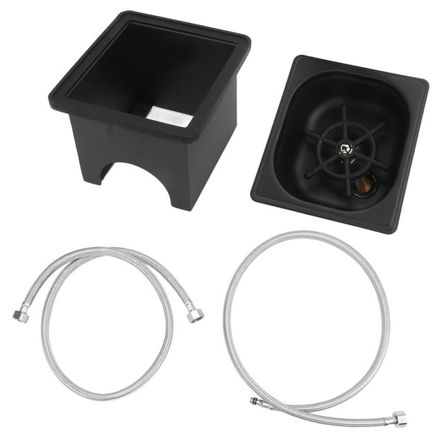 Enjuagadora de jarra de acero inoxidable sin necesidad de abrir, para fregadero de cocina, automática, para vasos de cristal, para bar de hotel, café, leche, té, taza, color negro, tamaño pequeño