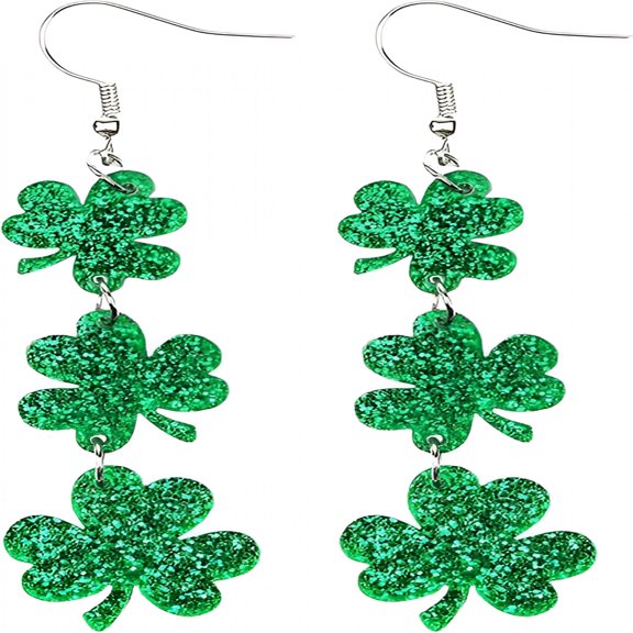 DESIGNICE St. Patrick's Day Green Shamrocks Clover Earrings for Women,Good Luck Dangling Earrings,Irish St. Patrick's Day Decorations Accessories.
