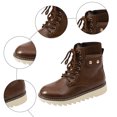 thumbnail image 4 of Rokment Retro Platform Chunky Combat Boots for Women Casual Studded Leather Lace up Motorcycle Riding Ankle Booties with Side Zipper Fall Winter, 4 of 7