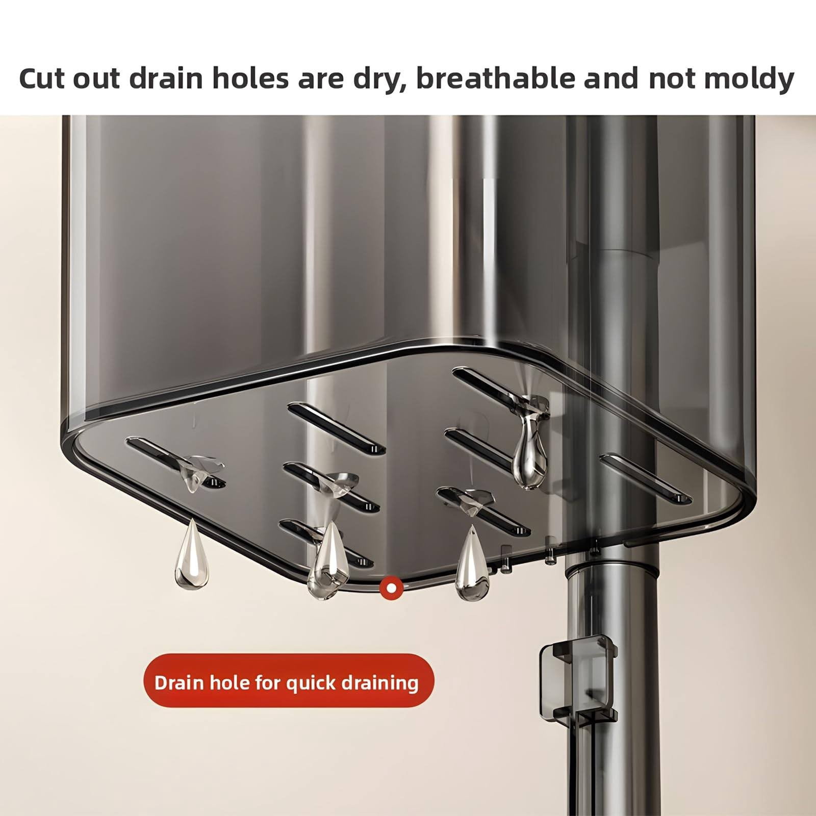 Rotating Kitchen Organizer with Suction Cup, 3-Tier Moveable Shelf for Refrigerator or Wall, No Drill Installation - Transparent Gray