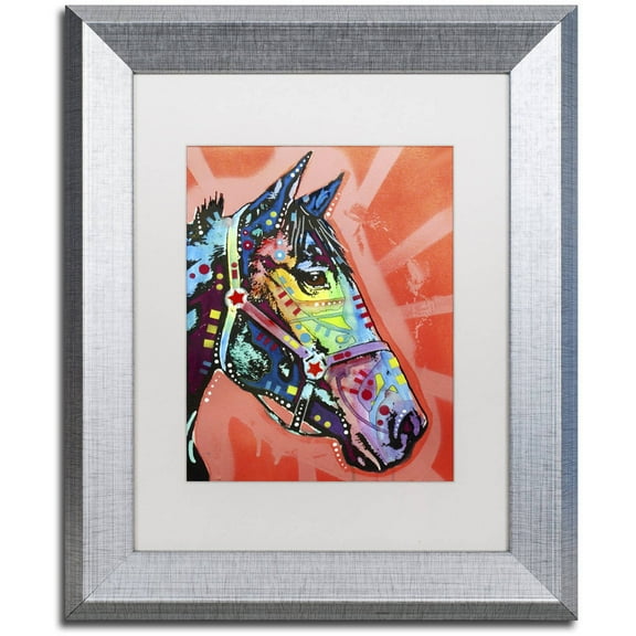Trademark Fine Art 'WC Horse 3' Canvas Art by Dean Russo, White Matte, Silver Frame