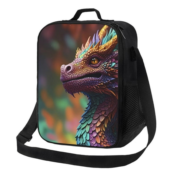 Fotbe Rainbow Scales Fantasy Dragon Lonchera Bolsa de Almuerzo para Hombres y Mujeres, Lonchera de Gran Capacidad, Bolsa de Almuerzo Reutilizable, Bolsa Térmica Aislante