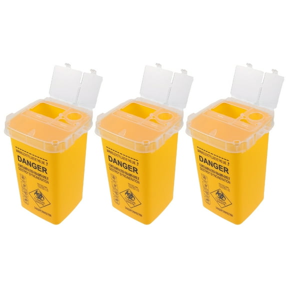 HOMEMAXS  3 Pcs Waste Needle Recycling Bin Simple Nail Brush Replaceable Office Travel Yellow
