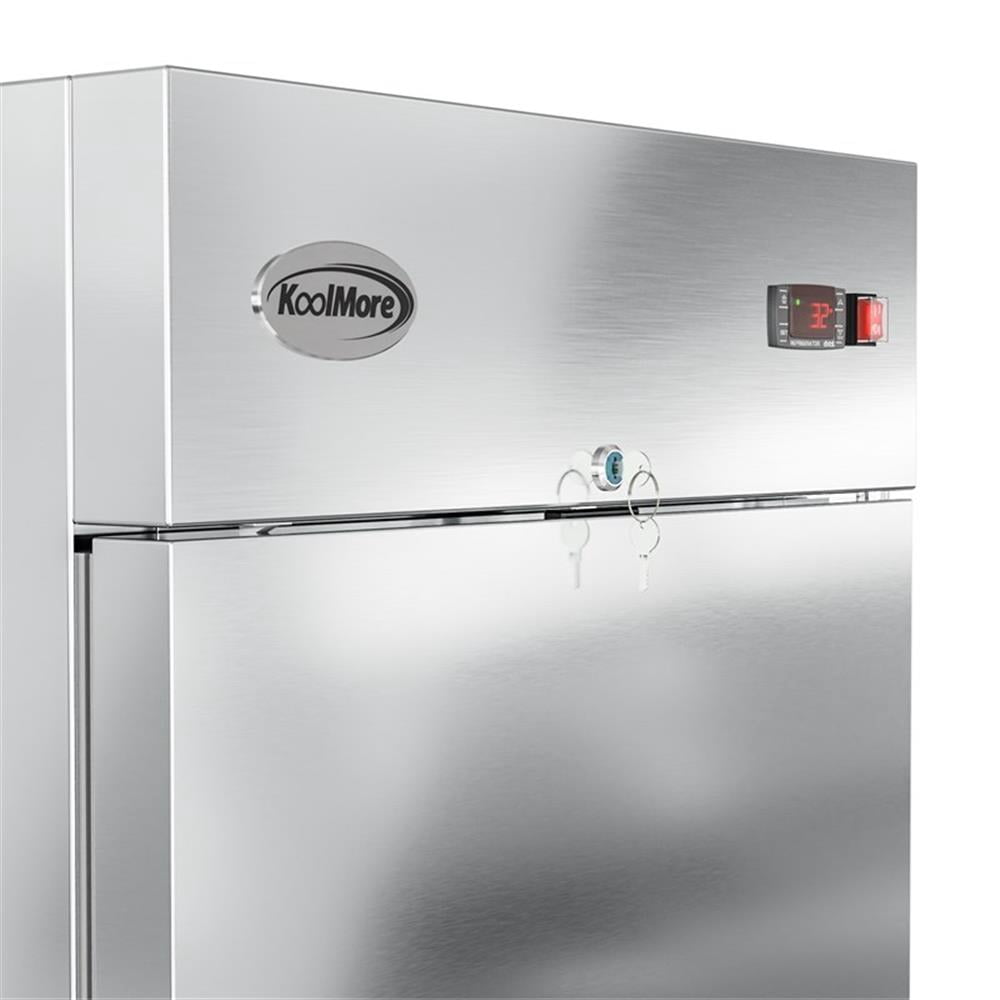Pemberly Row Silver 28" Commercial Steel Half Door Reach-In Refrigerator