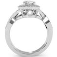 thumbnail image 3 of Three Stone White Topaz Diamond Peekaboo Halo Engagement Ring In 14k White Gold, 3 of 6