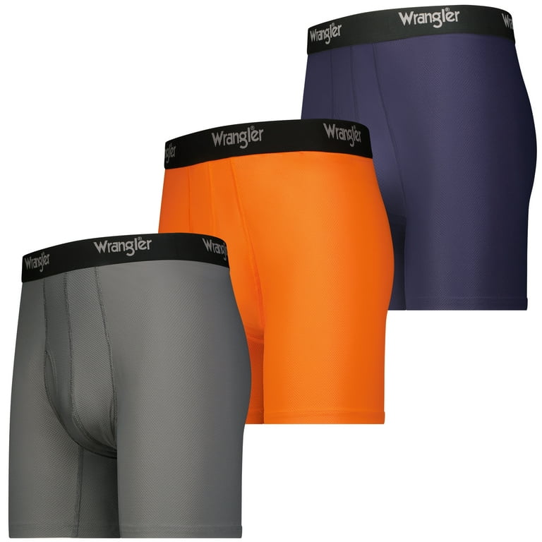 Wrangler Men's Wicking Nylon Spandex Breathable Mesh Boxer Briefs Shorts, 3  Pack