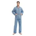 thumbnail image 2 of Apparonia Conjunto de Pijamas para Hombre Pijamas de Algodón con Cuello con Muescas para Hombre Ropa de Dormir de Manga Larga para Hombre con Bolsillos y Frente Fly Elegante Azul 3XL, 2 of 7