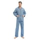 thumbnail image 2 of Apparonia Conjunto de Pijamas para Hombre Pijamas de Algodón con Cuello con Muescas para Hombre Ropa de Dormir de Manga Larga para Hombre con Bolsillos y Frente Fly Elegante Azul 3XL, 2 of 7