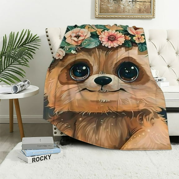 Shiartex  Just A Girl Who Loves Sloths Throw Blanket Gifts for Girls, Cute Baby Sloth Plush Flannel Blanket for Kids Bedroom, Cozy Sloth Flower  Fluffy Blanket for Toddler Girl Couch Sofa White