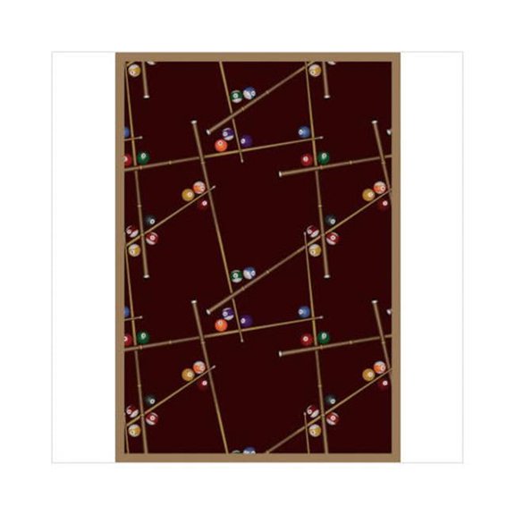 Snookered Burgundy 7 ft.8 in. x 10 ft.9 in.  WearOn Nylon Machine Tufted- Cut Pile Gaming and Entertainment Rug