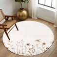 thumbnail image 2 of Round Area Rug 5 Ft, Brown Red Spring Floral Washable Non-Slip Circle Carpet for Living Room/Bedroom, Botanical Summer Flowers Elegant Low-Profile Runner Mats Collection Rugs for Indoor, 2 of 8