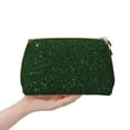thumbnail image 4 of Easygdp Emerald Green Sparkling Leather Makeup Bag Zipper Pouch Travel Cosmetic Organizer for Women and Girls, Make up Bag with Zipper, 4 of 8