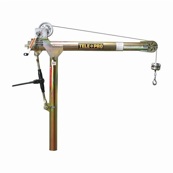 Davit Crane, 1,200 lb Capacity, 23 in to 66 in Reach, 0 in to 660 in Lift Range, Yellow