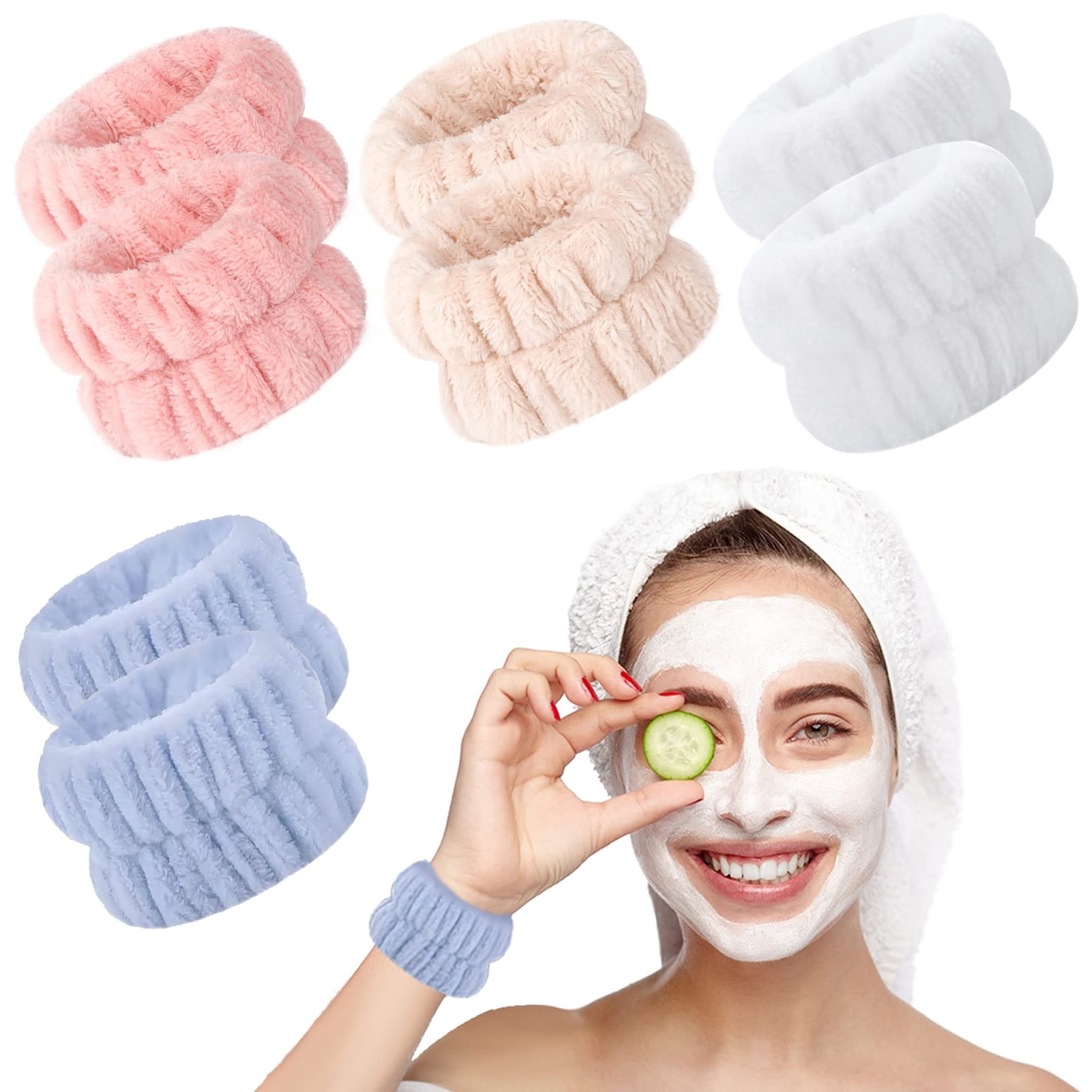 Wirlsweal 2Pcs Face Wash Wristbands Super Soft Highly Absorbent Elastic Allergy Free Quick Dry
