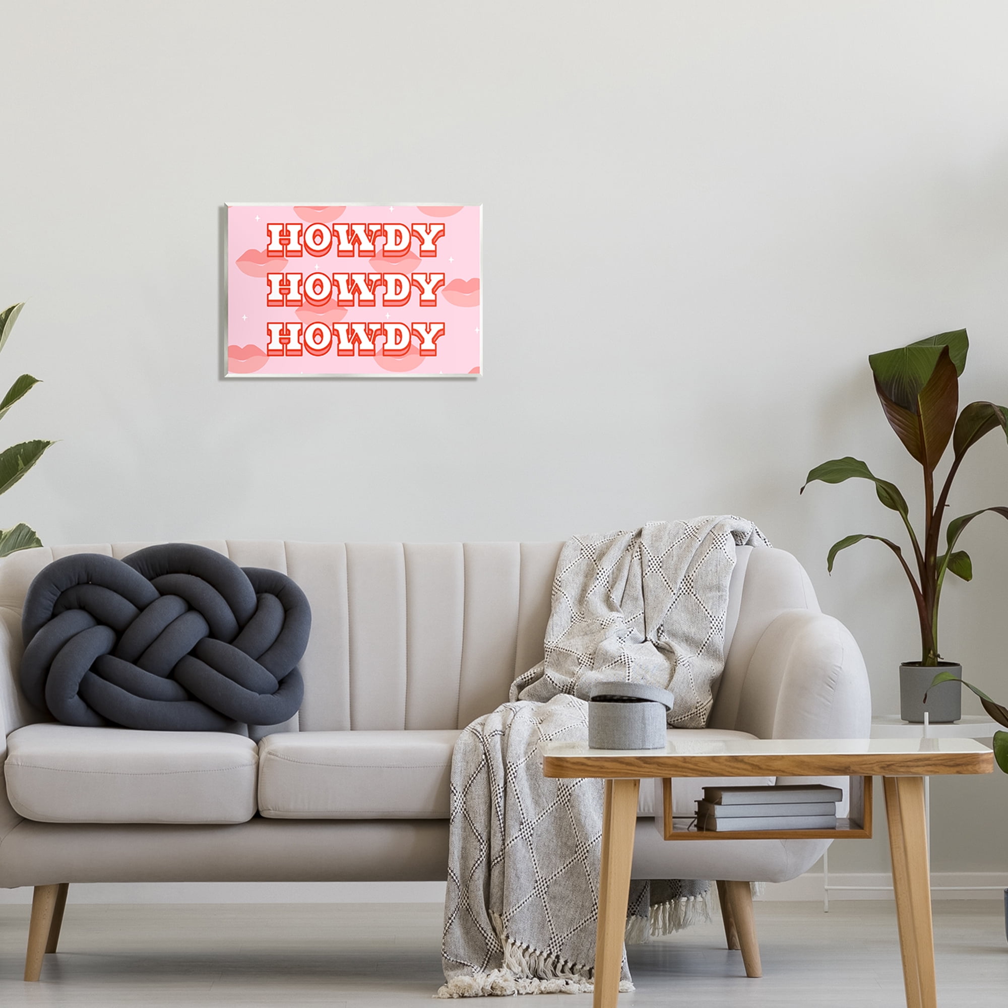 Stupell Industries Howdy Pink Southern Glam Lips Inspirational Painting Unframed Art Print Wall Art