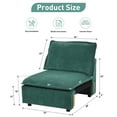 thumbnail image 3 of Ainfox 35" W Cloud Modular Sectional Sofa for Living Room, Modern Deep Seat Comfy Couch, Corduroy Rainbow Upholstered, Armless Chair Module(Green), 3 of 6