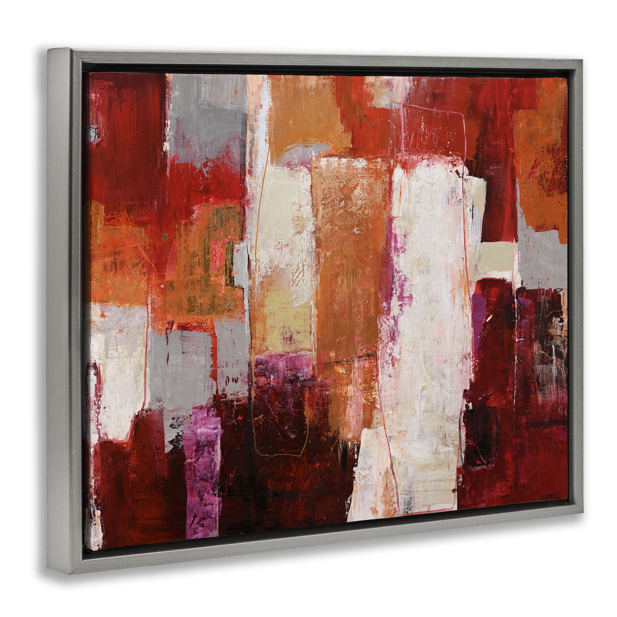 Deconstructed City Abstract Gray Framed Floater Canvas Wall Art, design by Design Fabrikken