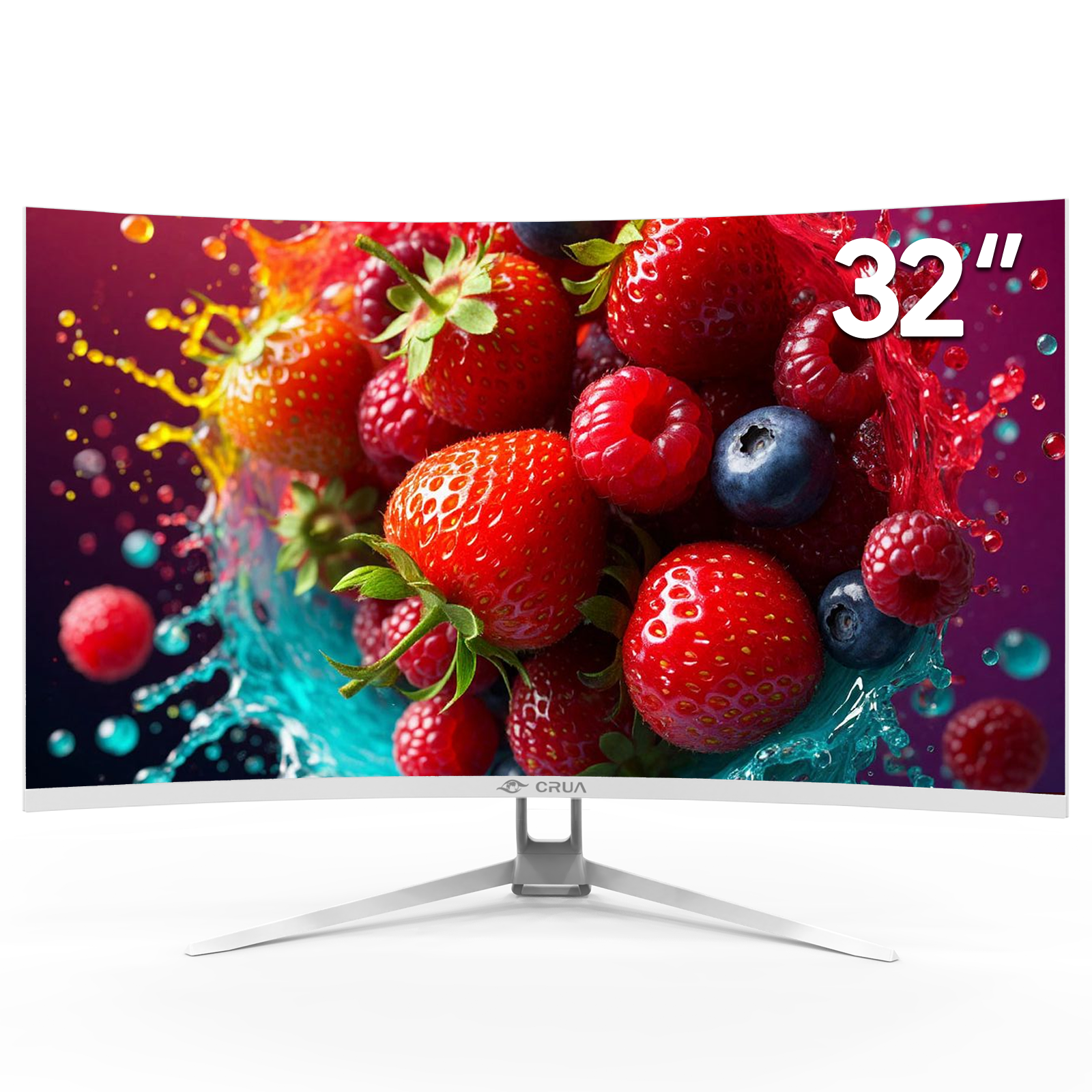 CRUA 32" 75HZ Curved Monitor, UHD(3840×2160) 1080P 1500R Computer Monitor, 120% SRGB, 2ms (GTG), AMD FreeSync,DP & HDMI Port, white