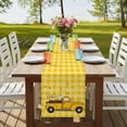 thumbnail image 4 of Farmhouse Truck Table Runner, Country Bee Daisy Yellow Buffalo Lattices Washable Cotton Linen Table Runners 72 Inches Long, Dresser Scarf Runner for Dining/Coffee/Kitchen/TV Stands/Cabinets 13''x72'', 4 of 9