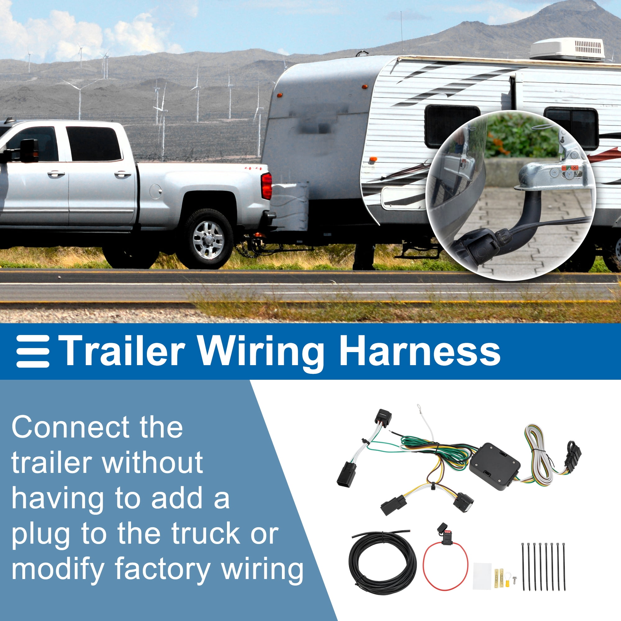 Unique Bargains 4 Pin Trailer Wiring Harness No.56501 Towing Hitch Wiring for Kia