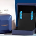thumbnail image 5 of Gem Stone King 925 Sterling Silver Blue Opal 3 Stone Dangle Earrings for Women (3.00 Cttw, Gemstone October Birthstone, Oval Cabochon 6X4MM), 5 of 6